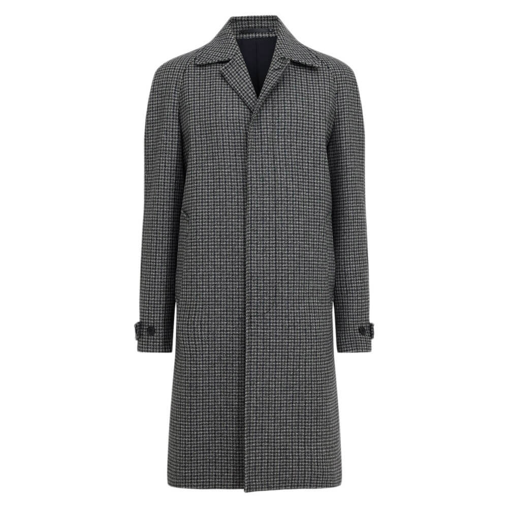 AllSaints Goodman Houndstooth Wool Blend Coat